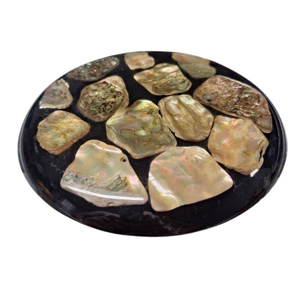 Abalone Black Shell Mother of Pearl Sea Ocean Vintage Resin Nautical Retro Stand - Picture 2 of 6